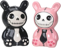 Furrybones Black and Pink Bunny Bun Bun Ceramic Salt N Pepper Shaker