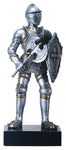 9" Silver Color "At Ready" Gothic Knight with Axe and Shield Figurine
