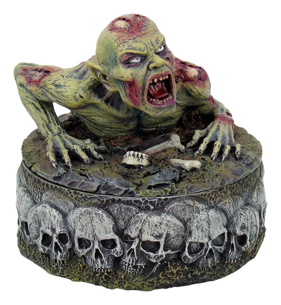 Zombie with Skull and Bones Trinket Jewelry Box Statue Figurine