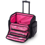 KIOTA Makeup Artist Case on Wheels, Soft Cosmetic Case with Trolley and Removable Storage Pockets for Beauty Products, Side Compartments with Zippers