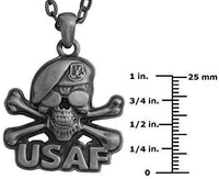 Masada Jewelry, Air Force Skull Crossbones Pendant Necklace Lead Free Alloy