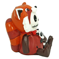 SUMMIT COLLECTION Furrybones Reddington Signature Skeleton in Red Panda Costume Holding a Black and White Panda Doll