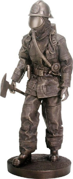 YTC Heirloom-quality Statuette of Heroic Firefighter in full turnout gear and carrying an axe