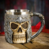 Medieval Time Helmet Viking Warrior Skull Head 11oz Stainless Steel Stern Tankard Drinking Mug for Beer, Coffee and Beverage