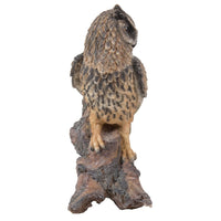 Amazing Animal Collection Bubo bubo Eurasian Eagle Owl stand on Wood 14.5 inches Figurine Statue
