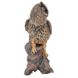 Amazing Animal Collection Bubo bubo Eurasian Eagle Owl stand on Wood 14.5 inches Figurine Statue
