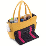 KIOTA Beauty Bag - Ideal for Bottles - Makeup Brush Storage Pocket and Outer Pockets - Quilted Finish Shoulder Bag Cosmetic Organizer