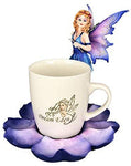 Pacific Giftware Dream Eden Purple Tea Flower Fairy Figurine with Drinking Mug