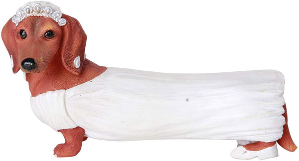 Pacific Giftware Adorable Doxies Collection Wedding Couple Bride and Groom Doxie Dachshund Figurine Cake Topper (Bride)