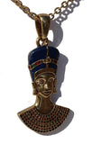 Masada Jewelry, Enamel Queen Nefertiti Egyptian Metal Pendant Necklace