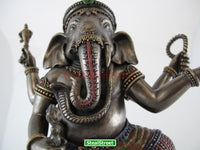 Dancing Ganesha on Lotus Collectible Hinduism Sculpture