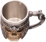Medieval Time Helmet Viking Warrior Skull Head 11oz Stainless Steel Stern Tankard Drinking Mug for Beer, Coffee and Beverage
