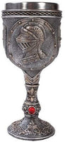 Medieval Knight Wine Goblet Made of Polyresin With Stainless Steel Rim