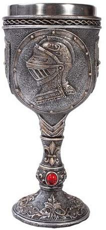 Medieval Knight Wine Goblet Made of Polyresin With Stainless Steel Rim
