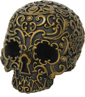 Pacific Giftware Black and Gold Skull Head Resin Figurine Statues