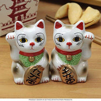 Japanese Maneki Neko - Magnetized Ceramic Salt & Pepper Shakers