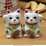 Japanese Maneki Neko - Magnetized Ceramic Salt & Pepper Shakers