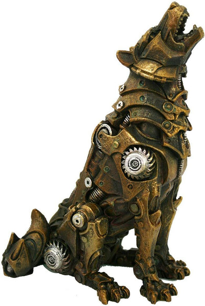 Pacific Giftware Steampunk Howling Alpha Wolf in Rustic Steel and Gears Collectible Fantasy Figurine