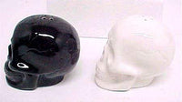 1 X Black & White Ceramic Skull Salt & Pepper Shakers