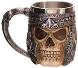 Medieval Time Helmet Viking Warrior Skull Head 11oz Stainless Steel Stern Tankard Drinking Mug for Beer, Coffee and Beverage