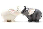 1 X Ceramic Magnetic Salt and Pepper Shaker Set - Elephants They Kiss 8795