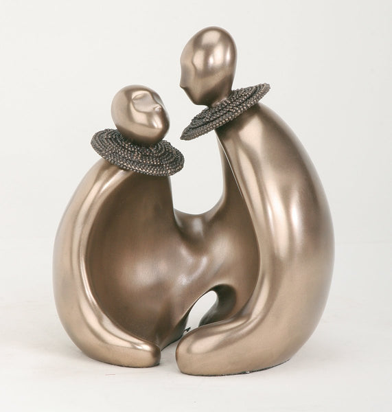 Sitting Maasai Mother and Daughter Collectible Figurine