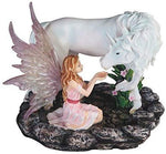 StealStreet SS-G-91850, 7 Inch Pink Fairy Kneeling with White Unicorn Statue Figurine 7"