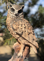 Amazing Animal Collection Bubo bubo Eurasian Eagle Owl stand on Wood 14.5 inches Figurine Statue
