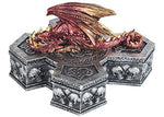 StealStreet SS-G-71498, 7 Inch Winged Dragon Cross Trinket Box, Red and Silver Color, 7",