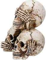 SUMMIT COLLECTION 3.75 Inch Pyramid of Hear, See, and Speak No Evil Animated Skull Heads Shelf Decor