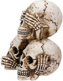 SUMMIT COLLECTION 3.75 Inch Pyramid of Hear, See, and Speak No Evil Animated Skull Heads Shelf Decor