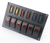 12V 6 Gang Car Boat Switch Panel Waterproof Auto Fuses With LED Indicators Rocker IP68