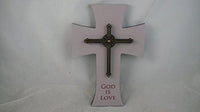 PTC 9.5 Inch God is Love Metal Embellished Cross Statue Figurine