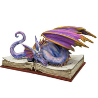 Book Wyrmill Dragon Text Book Statue by Amy Brown Studying Mystical Purple Drago