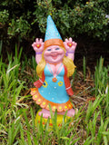 Hippie Lady Gnome Groovy Gardening Garden Gnome Statue 70's