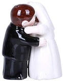 Hugging Wedding Couple Magnetic Ceramic Salt and Pepper Shakers Set