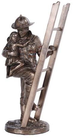 Fireman Rescue Collectible Statue Made of Polyresin