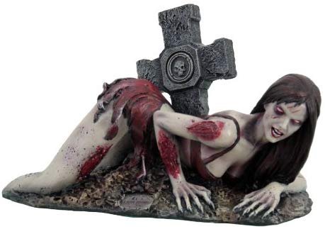 UNDEAD ZOMBIE STRIPPER GIRL STATUE SKULL EMERGING FROM GRAVE