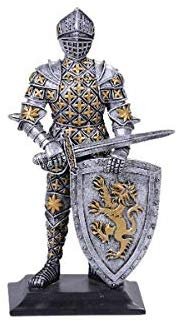 Pacific Giftware PT Medieval Crusader Knight of Lyon in Full Shield and Sword Armor Small Collectible Figurine