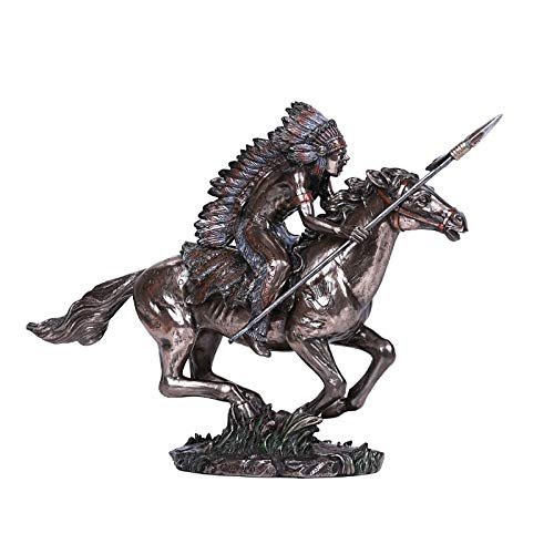 Pacific Giftware Native Indian Warrior on Horse Cold Cast Bronze Collectible Figurine