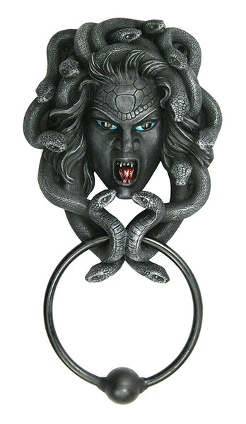 Pacific Giftware The Head of Medusa Door Knocker with Iron Knocker Collectible Figurine in Stone Finish 9 Inch Tall