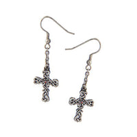 Celtic Vine Cross Lead Free Alloy Pewter Earrings