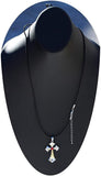 Masada Jewelry, Cross with Red Studded Gemstone Metal Pendant Rope Necklace