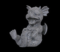 Garden Dragon Laugh Out Loud Garden Display Sculpture Stone Finish LOL LMFAO