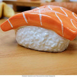 JAPANESE SALMON SUSHI CERAMIC MAGNETIC SALT PEPPER SHAKERS