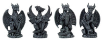 Small Collector Faux Stone Warrior Dragon Gargoyles Figurine Set of Four 4"Tall
