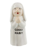 Good Bad Habits Nun Pair 4 Inch Ceramic Magnetic Salt and Pepper Shaker Set Fun Novelty Gift