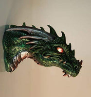 Pacific Giftware Medieval Times Green Dragon Wall Plaque with LED Illuminated Eyes Sculpture Plaque Home Decor