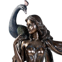 Decorative Art Nouveau Elegant Peacock Goddess Table Lamp LED 18.5 Inch