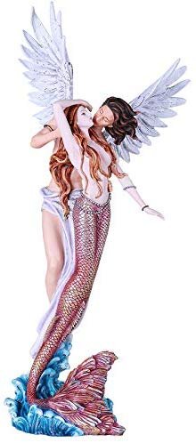 Pacific Giftware Mermaid Princess with Prince Angel Fantasy Hand Painted Resin Statue